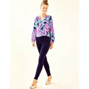 Lilly Pulitzer 27" NIRA LEGGING Midnight Navy Slit Pockets Pants Womens Size M